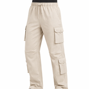 Pantalones Cargo Multibolsillos para Hombre, Cintura Elástica con Cordón, Pantalones Casuales Utilitarios, Mezcla de Algodón, Venta al Por Mayor OEM - Product Image 1