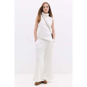 Pantalon pour femme à taille élastique, 100% coton, coupe décontractée - Product Image 2