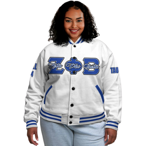 Zeta Phi Beta 1920 Sororité Varsity Veste Bleu Blanc Letterman ZPB Vie Grecque Chenille Patch Fondateurs Style Manteau - Product Image 1