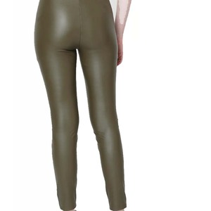 Transpirable primavera otoño PU ajustado elástico lápiz cintura alta mujeres Sexy cuero pantalones Leggings brillante líquido multicolor Leggings - Product Image 2