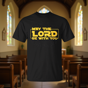 T-shirt « Que le Seigneur soit avec vous » noir pour adulte unisexe, col rond, manches courtes, cadeau religieux pour l'église, imprimé en sérigraphie - Product Image 3