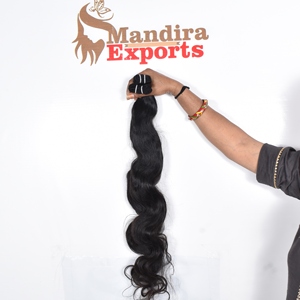 Vendeur naturel en gros tissage vierge couleur noire machine double trame faisceaux bodywave extensions de cheveux humains sud-indien - Product Image 5