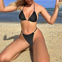Hete Aanbieding Dames 2-delige Bikini Set Lage Taille Grote Maat Off-the-Shoulder Driehoekige Spandex/Polyester Zachte Slip Badkleding