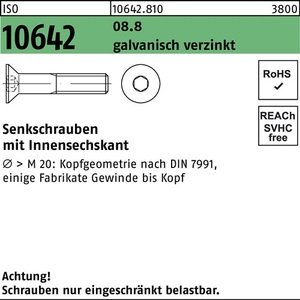 Countersunk <b>Screw</b> ISO 10642 Hex Socket M5 X 18 8.8 Electro-<b>Galvanized</b> 500 Pieces - Product Image 1