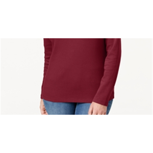 Karen Scott Top da donna in cotone con collo Henley, taglia piccola, rosso, per il tempo libero - Product Image 3