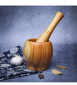 Mortier et pilon en bois de haute qualité ensemble mortier et pilon à l'ail pilons à l'ail en bambou - Product Image 1