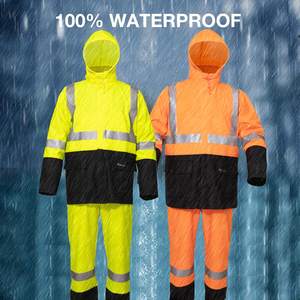 Ensemble imperméable et pantalon adulte à capuche | Combinaison de pluie de moto réfléchissante imperméable | Vêtements de pluie de livraison de scooter de vélo électrique - Product Image 5