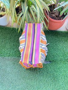 Bolsas de compras de PP tejidas de nailon reciclado reutilizables ecológicas Patrón personalizado a rayas Opciones a granel sostenibles de la India - Product Image 5