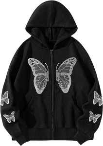 Sudadera con capucha de diamantes de imitación personalizada con ropa de calle de alta calidad tarifa al por mayor con algodón mezclado hombres sudaderas con capucha de diamantes de imitación - Product Image 5