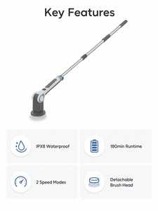 Electric Scrubber <strong>Brush</strong> Cordless Handheld Rechargeable <strong>Power</strong> <strong>Brush</strong> 180min Runtime IPX8 Waterproof for Bathroom Kitchen - Product Image 6