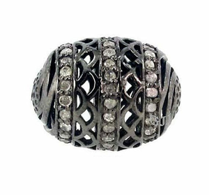 Pave Diamond Cuentas de plata esterlina/Bola 18x14MM Tamaño - Product Image 2