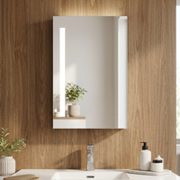 Armoire de salle de bain murale à une seule porte avec miroir, armoire à pharmacie moderne intelligente à LED avec rangement