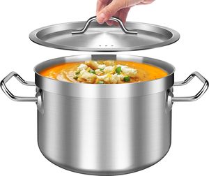 Vendedor caliente Utensilios de cocina grandes de grado comercial Sopa de acero inoxidable y olla con tapa Juegos de utensilios de Cocina de Inducción de alta resistencia - Product Image 3