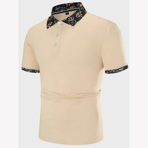 Polo à col rabattu 100% coton sur mesure Vêtements décontractés T-shirt polo à manches courtes de couleur unie pour hommes - Product Image 5