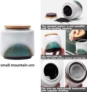 Petite urne de montagne en céramique blanche moderne durable et caractéristique de sécurité pour les cendres des adultes, des enfants et des animaux de compagnie Souvenir décoratif - Product Image 2