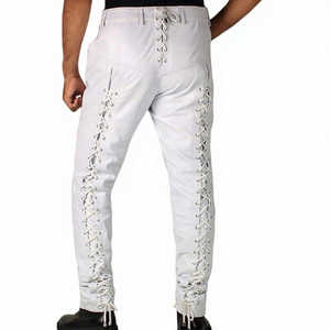 Pantalones de Hombre Estilo Gótico con Cordones, Cintura Alta, Decoración Cruzada, Corte Recto, Ropa Casual - Product Image 2