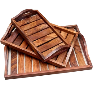 Bandeja de Madera Hecha a Mano para Servir Café, Frutas y Agua, Precio Directo de Fábrica - Product Image 1