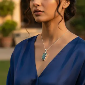 Colgante de Labradorita de Plata 925 para Mujer, Joyería de Piedras Preciosas en Oro Rosa, Cristal, Diamante, Dijes, Joyería de Perlas de Metal - Product Image 1