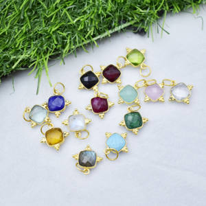 Colgante de piedras preciosas de cuarzo de cristal, abalorio de piedra facetada con forma de cojín, colgante de fianza individual con bisel, joyería minimalista pequeña para mujer - Product Image 5