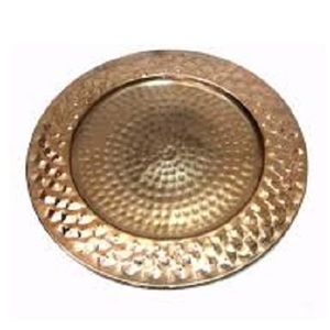 Laiton cuivre plaqué concepteur chargeur spectacle assiette décorative servant des aliments en laiton métal hacher assiettes pour hôtel restauration assiette de service - Product Image 1