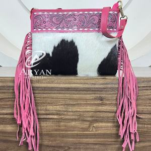 Mini bolsos de mano de tendencia de moda de alta calidad 2025 para mujer, bolso cruzado de cuero con flecos, bolsos de hombro de piel de vaca genuina - Product Image 1