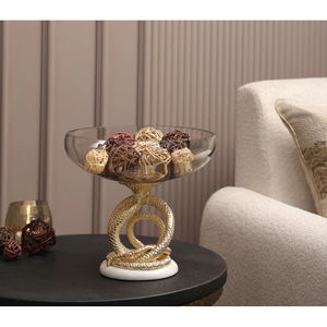 Cuenco de Vidrio Artesanal con Base de Serpiente Dorada, Decoración de Hogar de Lujo, Centro de Mesa para Bodas, Hoteles, para Servir Postres, Cuenco Dorado - Product Image 2