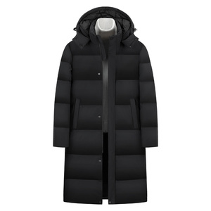 Chaquetas acolchadas extra largas con logotipo personalizado Abrigos de invierno con capucha Parka cálida resistente al agua para clima frío para hombres - Product Image 2