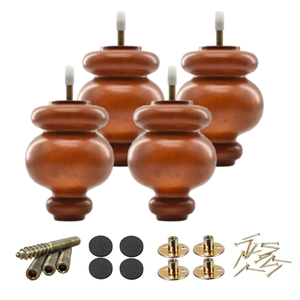 Solid Wood Traditional Heavy Duty Strong Round Turned Furniture <b>Sofa</b> <b>Legs</b> <b>for</b> <b>Sofa</b> Chair Bed & Cabinet Replacement Use - Product Image 5