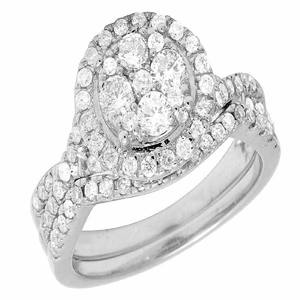Ensemble de mariée Moissanite coupe ronde en argent 925 glacé bagues de fiançailles pour femmes cadeau de bijoux élégant - Product Image 2