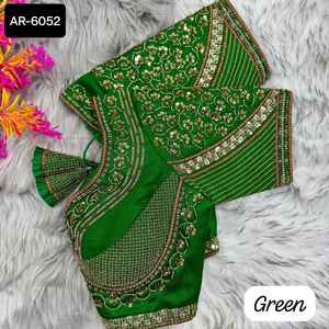 Ropa de boda india Heavy Hend Work Listo para usar Seda italiana suave pura con blusa Fuising de punto para sari y Lehenga Choli - Product Image 3