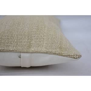 Oreiller Kantha en laine beige de 12x20 pouces avec motif tissé brodé vintage - Product Image 4