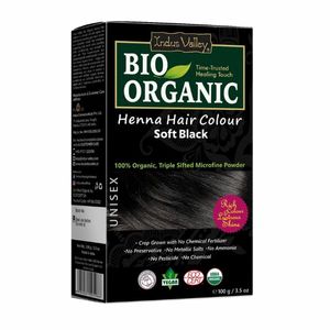 Bio Organic Soft Black Henna Hair Color Larga duración, Semi Permanente Henna Dye Kit 100gm Soft Black Hair Coloring Dye Kit - Product Image 1