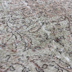 Turkish Vintage Area Rug 4.2x7.7 ft, Gray <b>Brown</b> Plants & trees <b>Wool</b> Rug - Product Image 5