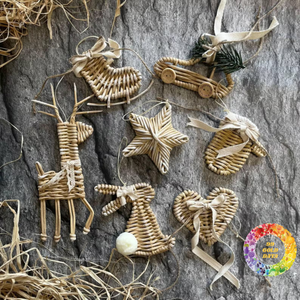 <b>Vintage</b>-Inspired Natural Rattan Bell <b>Ornaments</b> for <b>Christmas</b> Tree, Table Centerpieces Rattan Bow/ Ball/ Bell - Caryln - Product Image 3