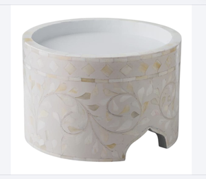 Soporte de pastel con incrustaciones de nácar superventas, bandeja de madera para cumpleaños, polvo blanco clásico, plato para servir pasteles de boda, decoración - Product Image 2