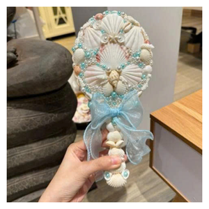 Seashell Mirror With Authentic Mixed Shells, Elegant Decorative Seashell Mirror Perfect For Daily Makeup And Coastal Fashion Bag - Product Image 4