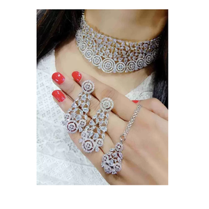 Ad Silver Goli Wedding Bridal Fine <b>Jewelry</b> <b>Set</b> Gold Plated Stainless Steel with Zircon and <b>Pearl</b> Ring for Gifts - Product Image 2