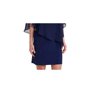 Abito da sera da donna MSK sopra il ginocchio, a tubino, con maniche a 3/4, scollo quadrato, in chiffon blu, vita naturale, taglia XL - Product Image 3