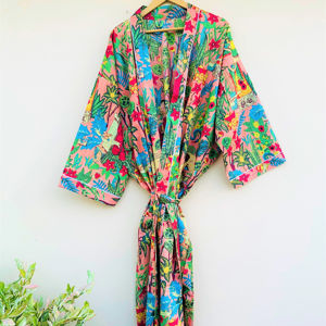 Kimono de algodón 100% hecho a mano, albornoz, ligero, tradicional, con estampado de animales, para Spa, Hotel, proveedor mayorista, vestidos largos informales - Product Image 1