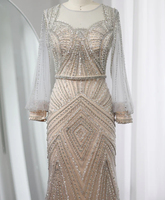 Robes de soirée de luxe en cristal et strass, brodées de perles, à taille empire, ornées de fleurs, coupe trapèze, longueur ras du sol, écologiques