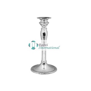 Nickel Plated <b>Candle</b> <b>Stick</b> <b>Holder</b> With Hammered Design 12 Inch Metal Mirror Polished <b>Candle</b> <b>Holder</b> Classic Stylish CandleHolder - Product Image 1