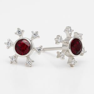 <b>Garnet</b> Stud <b>Earrings</b> 925 Sterling Silver Starburst Design Women's Gemstone Jewelry Romantic Wedding Anniversary Party - Product Image 4