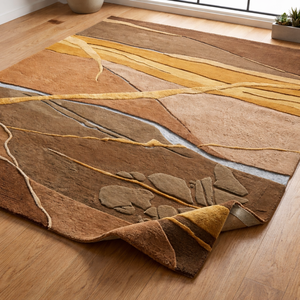 Juego de Alfombras de Lana/Seda Modernas Hechas a Mano por MAA&company, de Pelo Medio, Acolchadas, Antideslizantes, Ecológicas, de Color Sólido y con Respaldo de Lana - Product Image 2