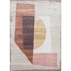 Alfombra Kavi Ivory de Lana y Seda de Bambú Anudada a Mano, Esk-330(3D), 10 mm de Grosor, Diseño Abstracto para Sala de Estar, Pasillo, Forma Rectangular - Product Image 1