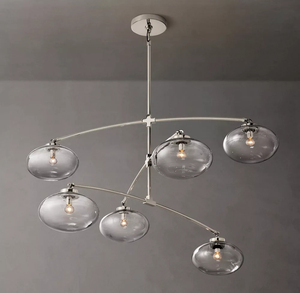 Luminaire suspendu artisanal en acier, laiton massif et <span class=keywords><strong>verre</strong></span> soufflé avec six globes en <span class=keywords><strong>verre</strong></span>, hauteur réglable, <span class=keywords><strong>pour</strong></span> chambre à coucher, maison, hôtel - Product Image 5