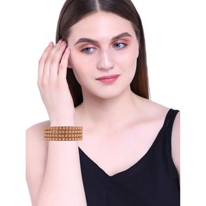 Brazalete chapado en oro oxidado tradicional indio, brazalete bohemio Kundan antiguo, joyería nupcial de cristal para boda para mujer, Color melocotón - Product Image 2