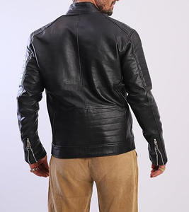 Chaqueta de Cuero Genuino para Hombre, a la Moda, de Alta Calidad, con Logotipo Personalizado OEM, Accesorios Ecológicos al por Mayor - Product Image 4