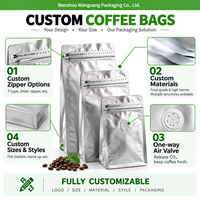 Sacs d'emballage personnalisés en aluminium alimentaire refermables pour noix et snacks, sachets à fermeture éclair verticaux, sacs à café noirs