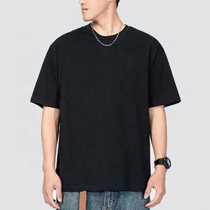 Hombres 100% algodón 220 gramos de gran tamaño Crop Boxy Fit camiseta sólida gota hombro Streetwear logotipo personalizado venta al por mayor camiseta lisa - Product Image 5