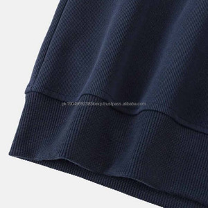 Plaine surdimensionné hommes vêtements sweats à capuche Top qualité bleu marine couleur à manches longues 100% coton polaire basics sweat - Product Image 5